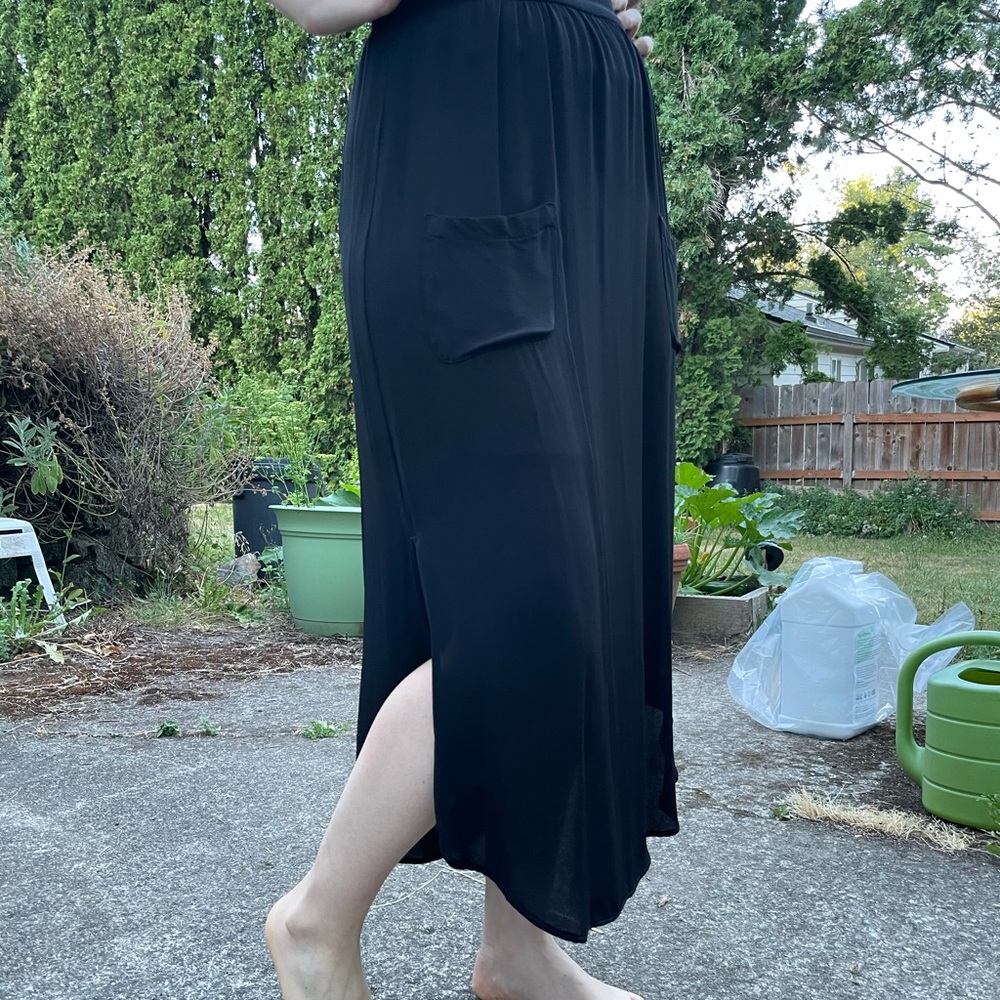 &. Other Stories black drapey long midi maxi skirt pockets elegant small 4 6